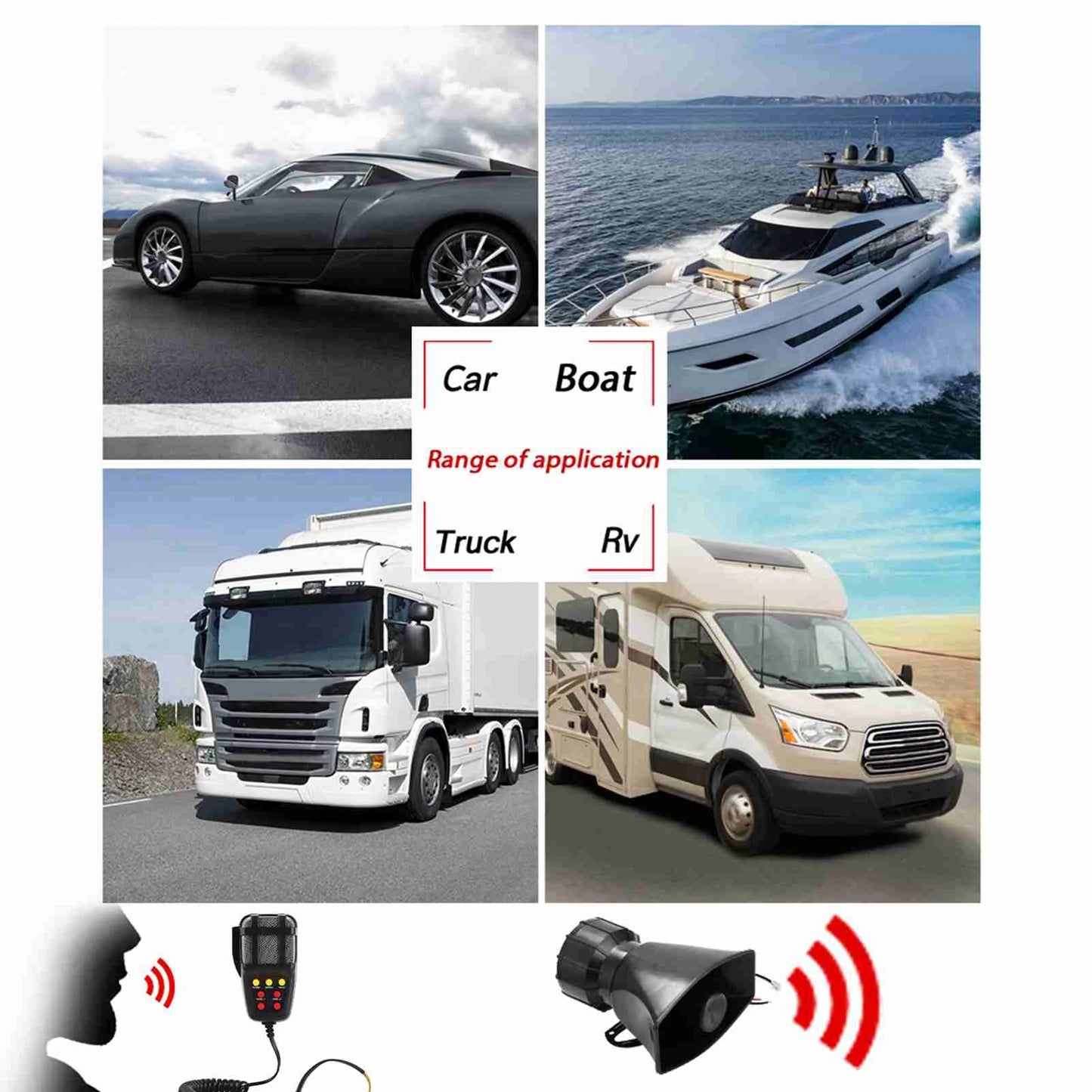 KKMOON Car Siren Speaker With 7 Siren Sounds PA System 12V 100W