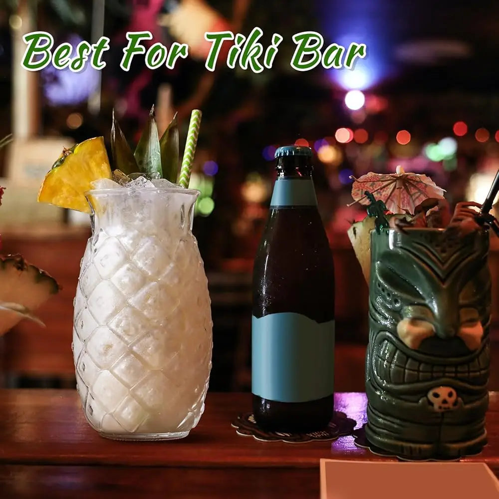 Set Of 8 Tiki Pineapple Glasses 17 Oz Retro Relief Cups Clear Pineapple Drinup For Wine Cocktail Drink I Whiskey Juice Outdoor