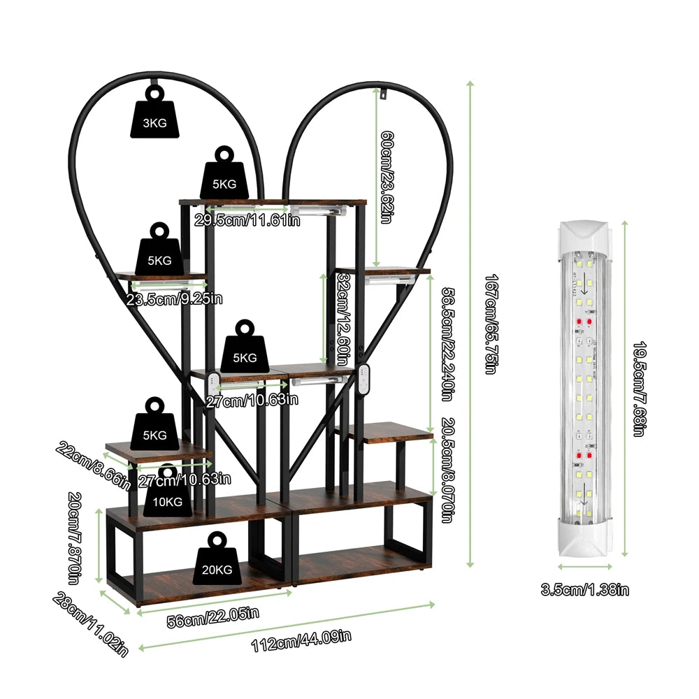 Wisfor Metal Heart Shaped 6 Tier Ladder Plant Stand
