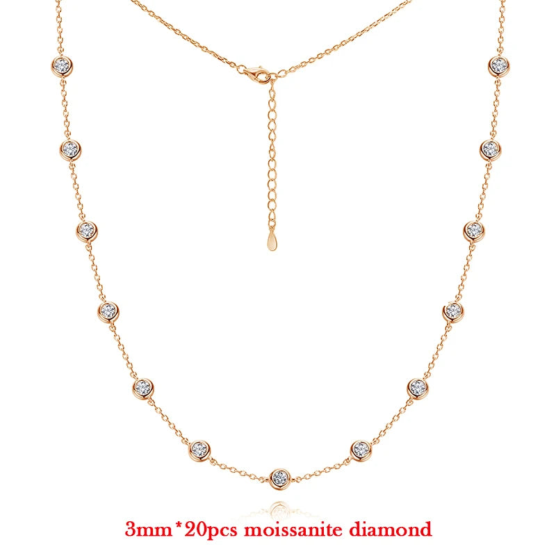 925 Sterling Silver Moissanite Tennis Necklace With Marquise Pendant