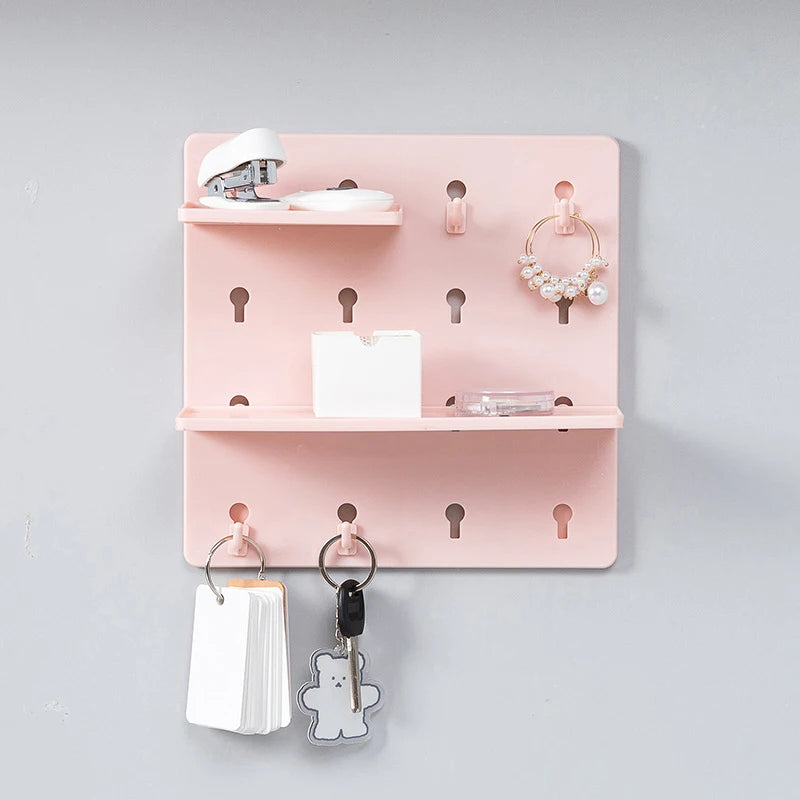 Perforation-Free Wall Shelving Rack, Plastic, Ideal For Dorms