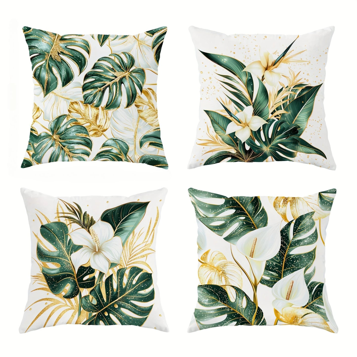 Tropical Leaf Velvet Pillow Covers Set