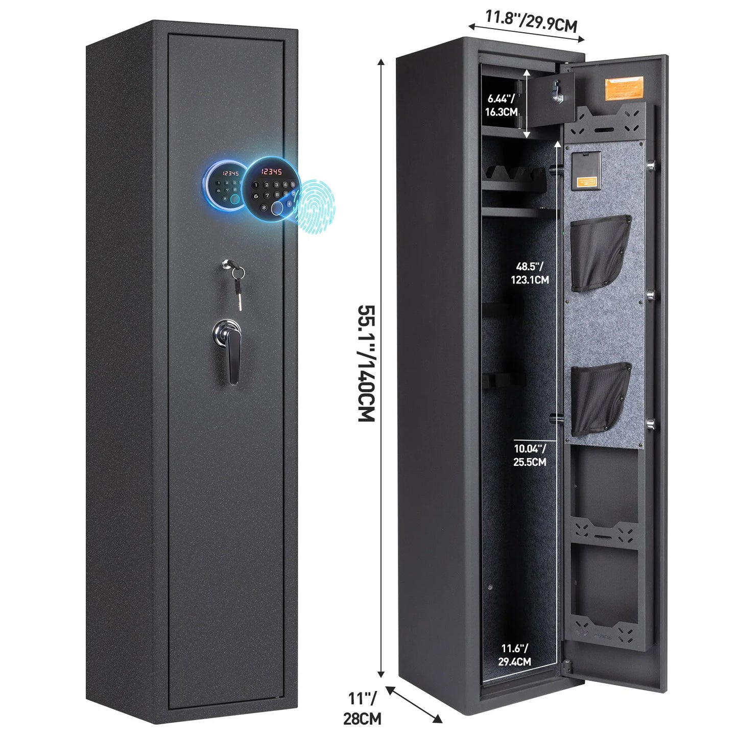 Biometric Gun Safe For Rifles And Pistols With Removable Shelf