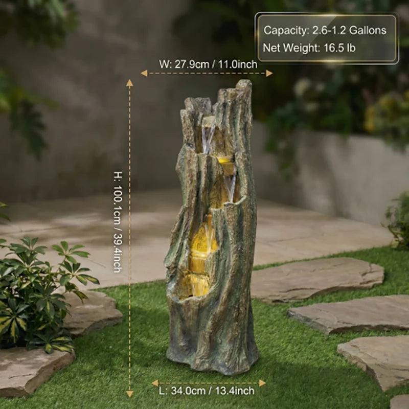 Waterfall Outdoor Fountain for Gardens and Patio With LED Lights