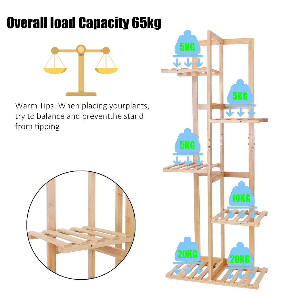 Bamboo Plant Stand Tall  Flower Stand Storage Display Rack for Indoor Outdoor