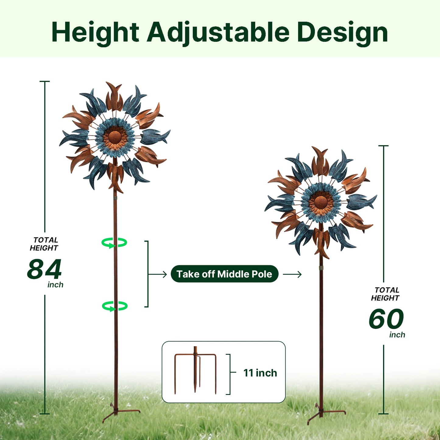 Wind Spinners Outdoor Metal Kinetic Garden Sculpture With Welcome Flags