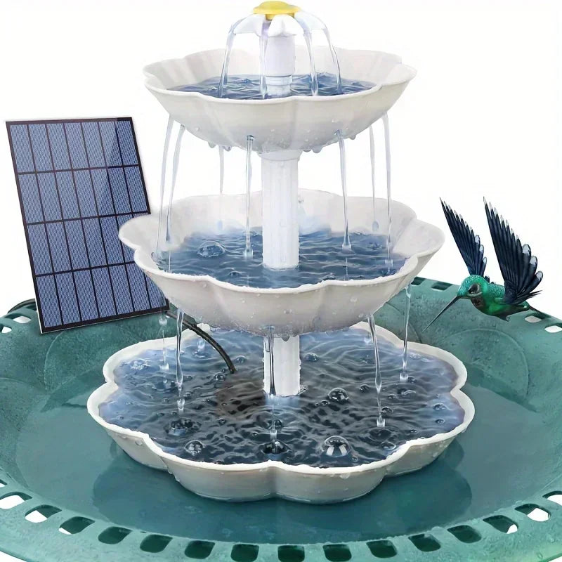 Solar Bird Bath Fountain 3 Tier DIY Detachable Pump