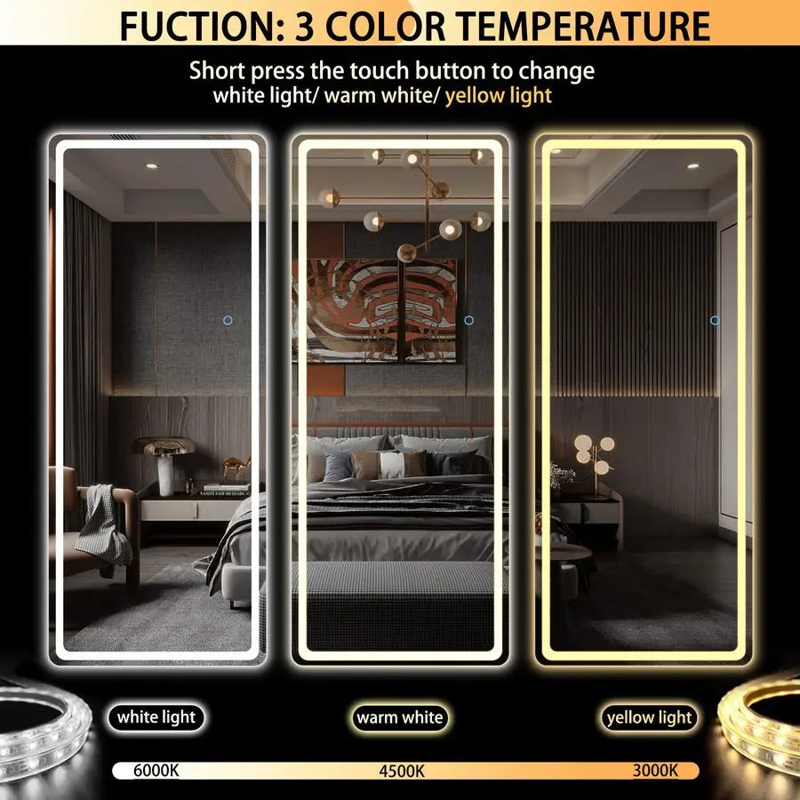 LED Door Mirror Lighted Wall Mounted Dressing Mirror