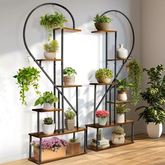 Wisfor Metal Heart Shaped 6 Tier Ladder Plant Stand