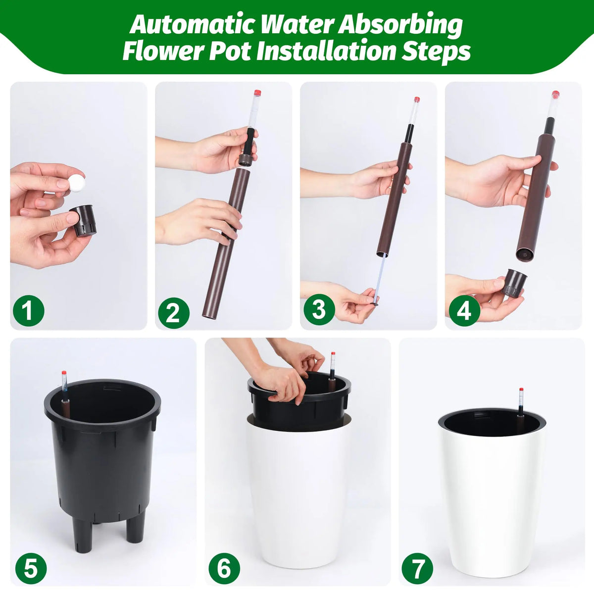HiMiss 16 Inch Self Watering Planters With Indicator