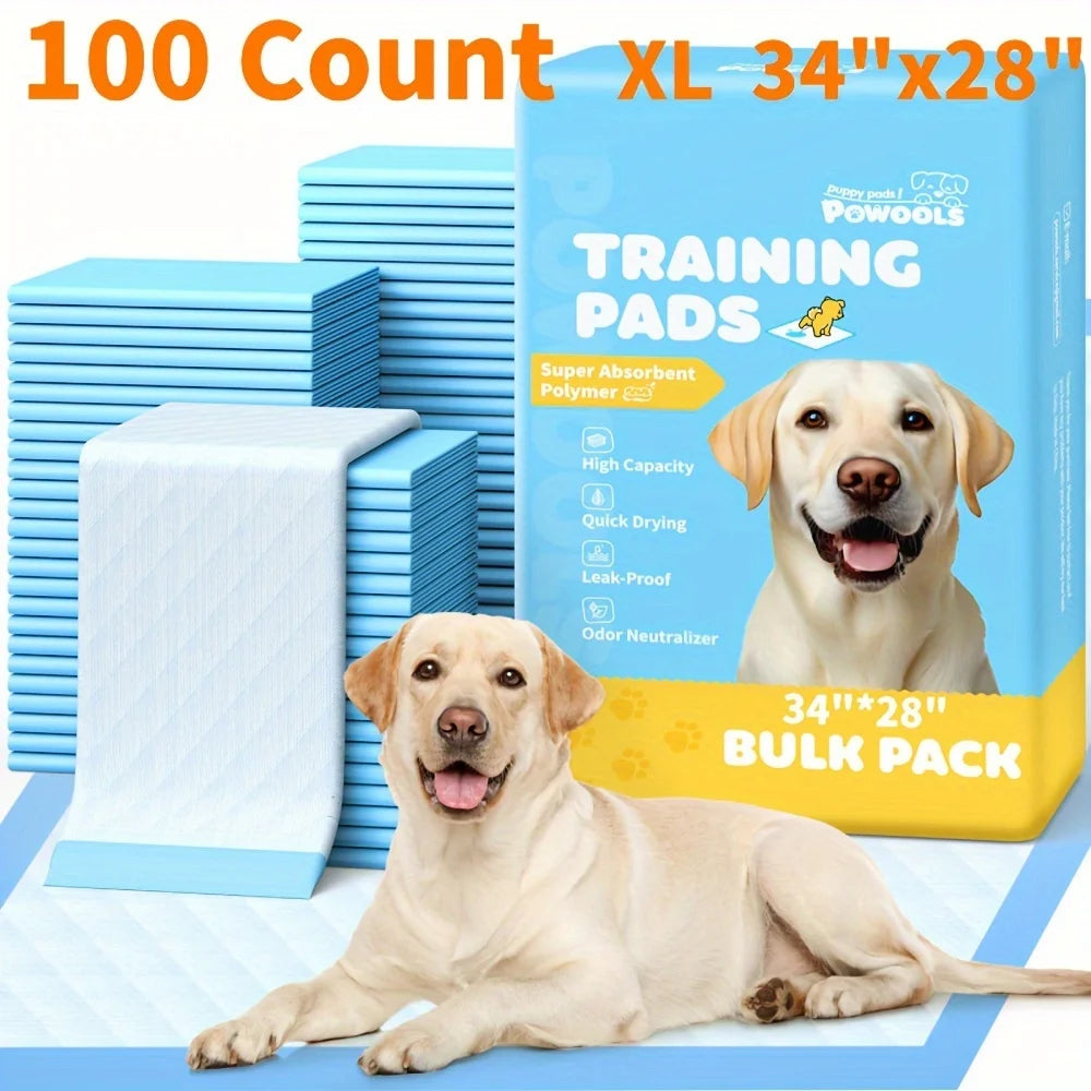 34"x 28" X-Large Blue Dog Pee Pads, XL Disposable Pet Piddle Pad And Potty Pads For Adults, Elderly, Dogs, Puppies, Doggie, Extra Large Training Puppy Pee Pads Super Absorbent Leak-Proof & Odor Control, Christmas Gifts