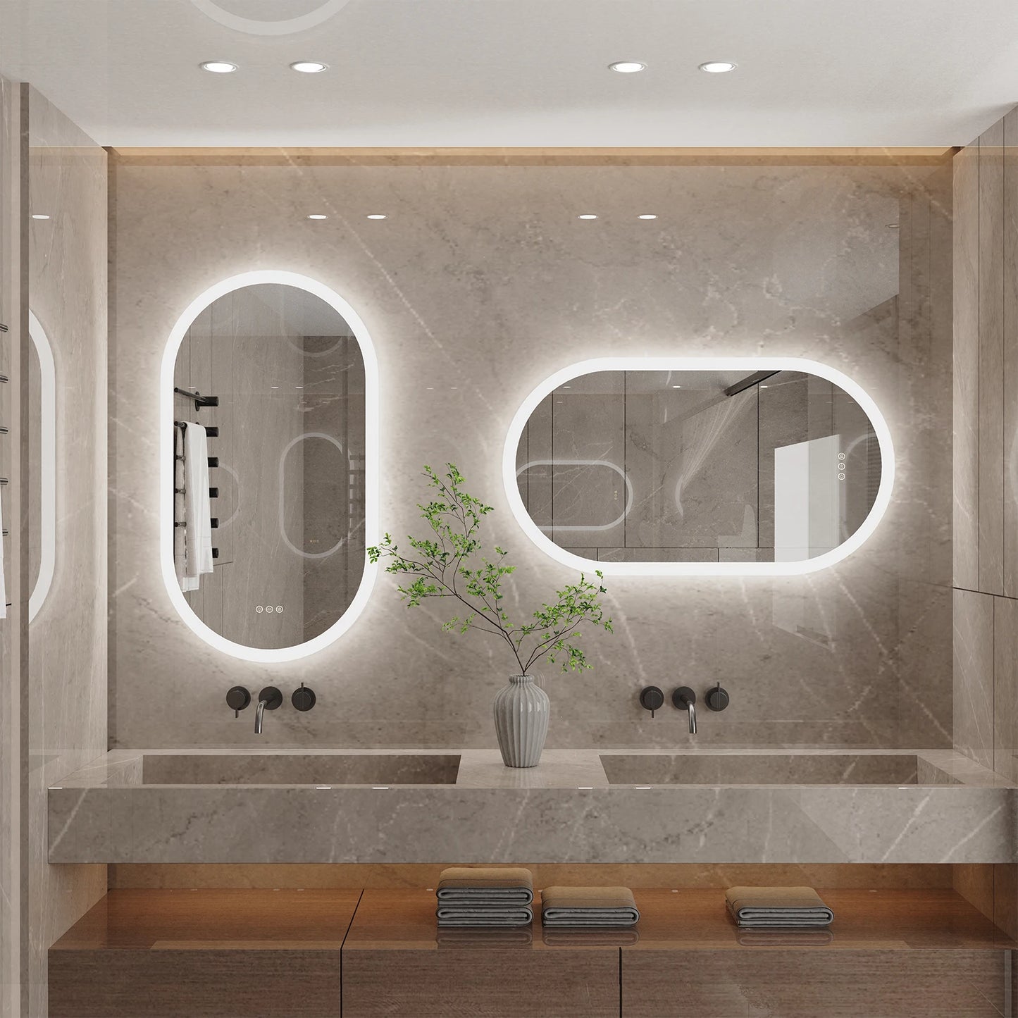 Wisfor Led Bathroom Mirror Oval Backlit Vanity Frameless Anti Fog