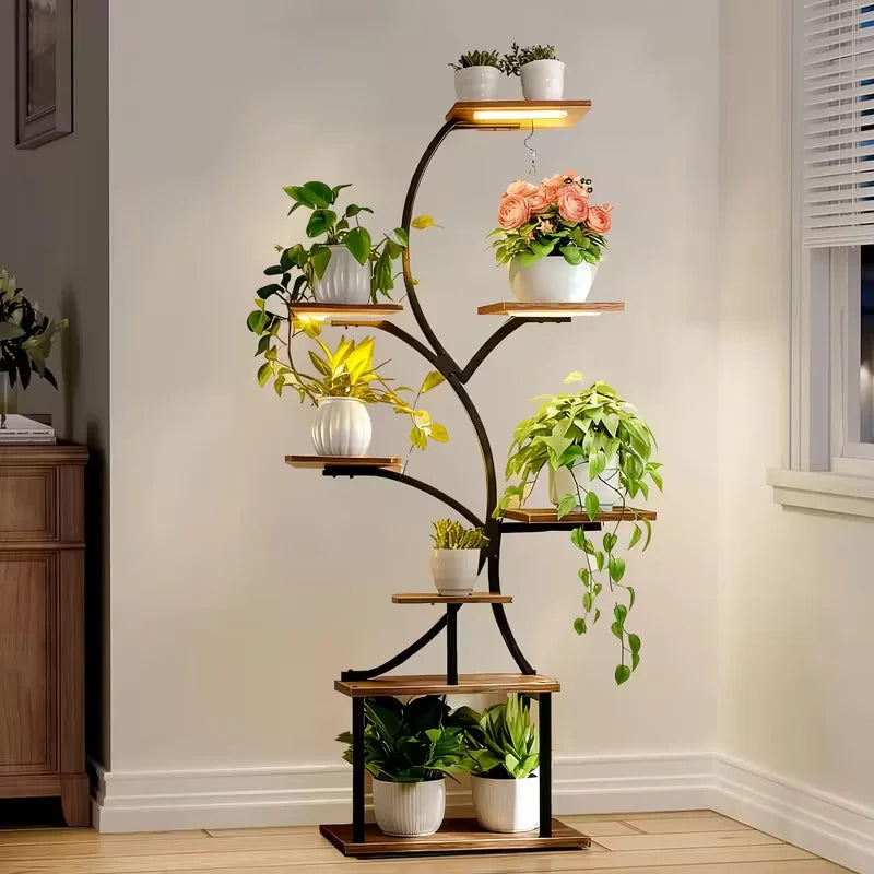 8 Tier Metal Indoor Plant Stand With Grow Lights