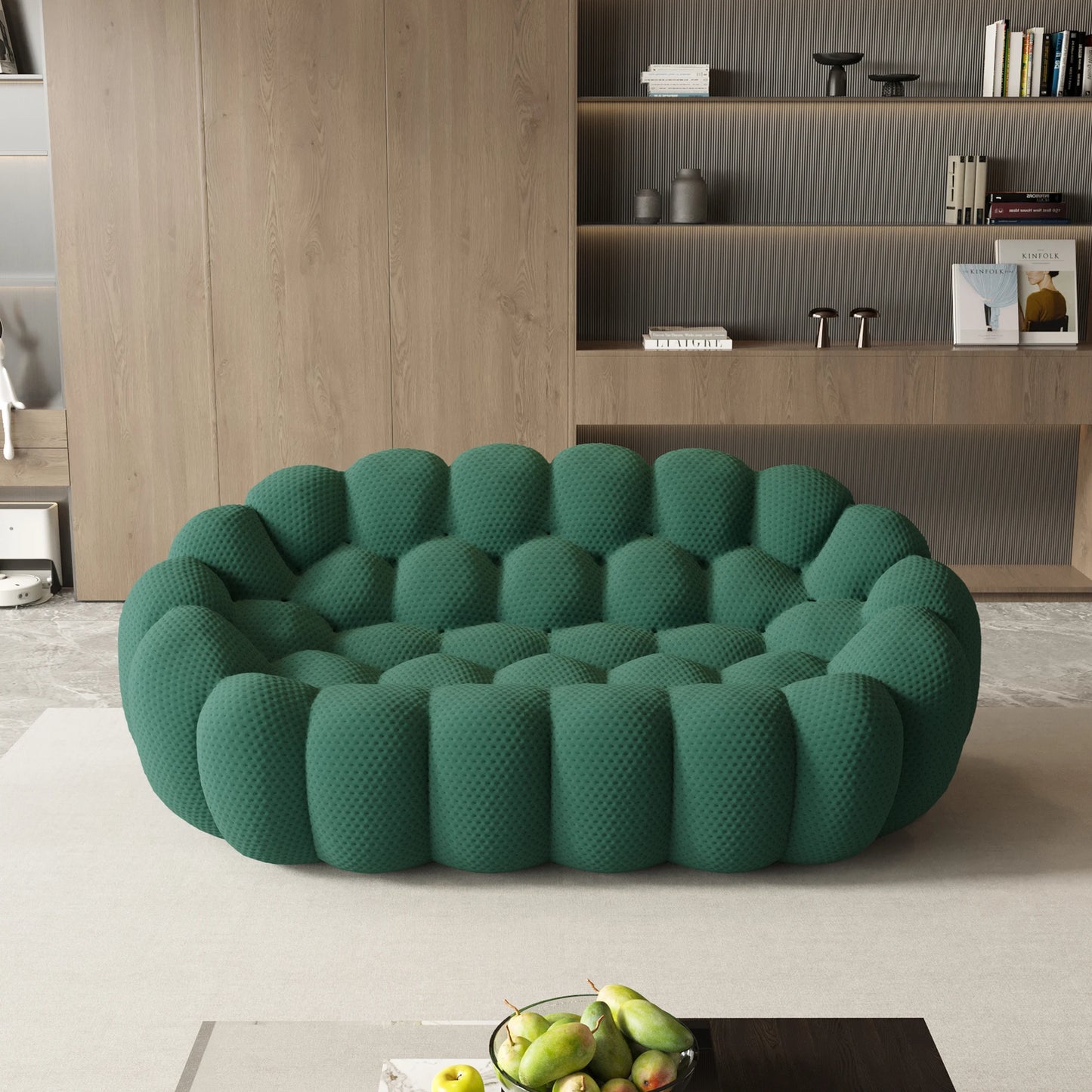 Sdorens Modern Curved Boneless Sofa 3D Knitted Fabric Loveseat