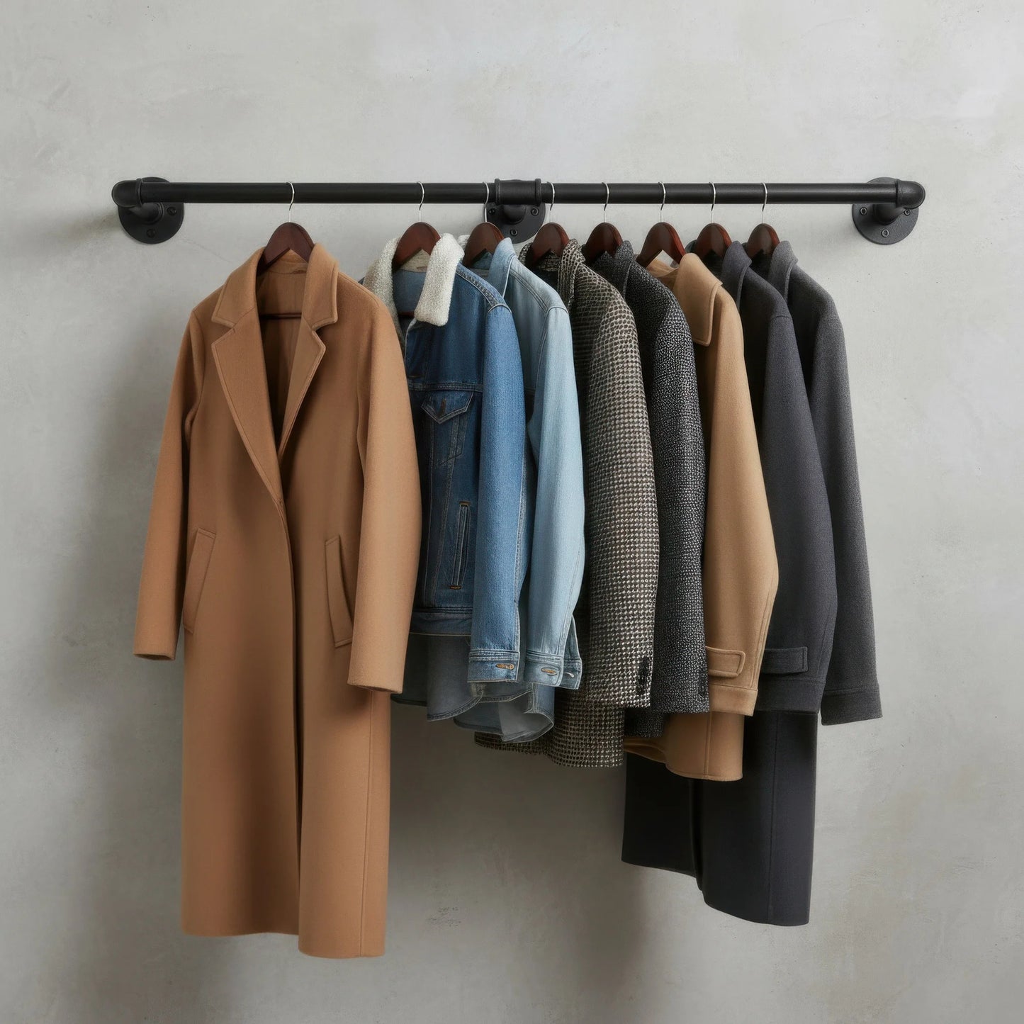 Industrial Pipe Clothes Rack Heavy Duty Wall Mounted Garment Rack