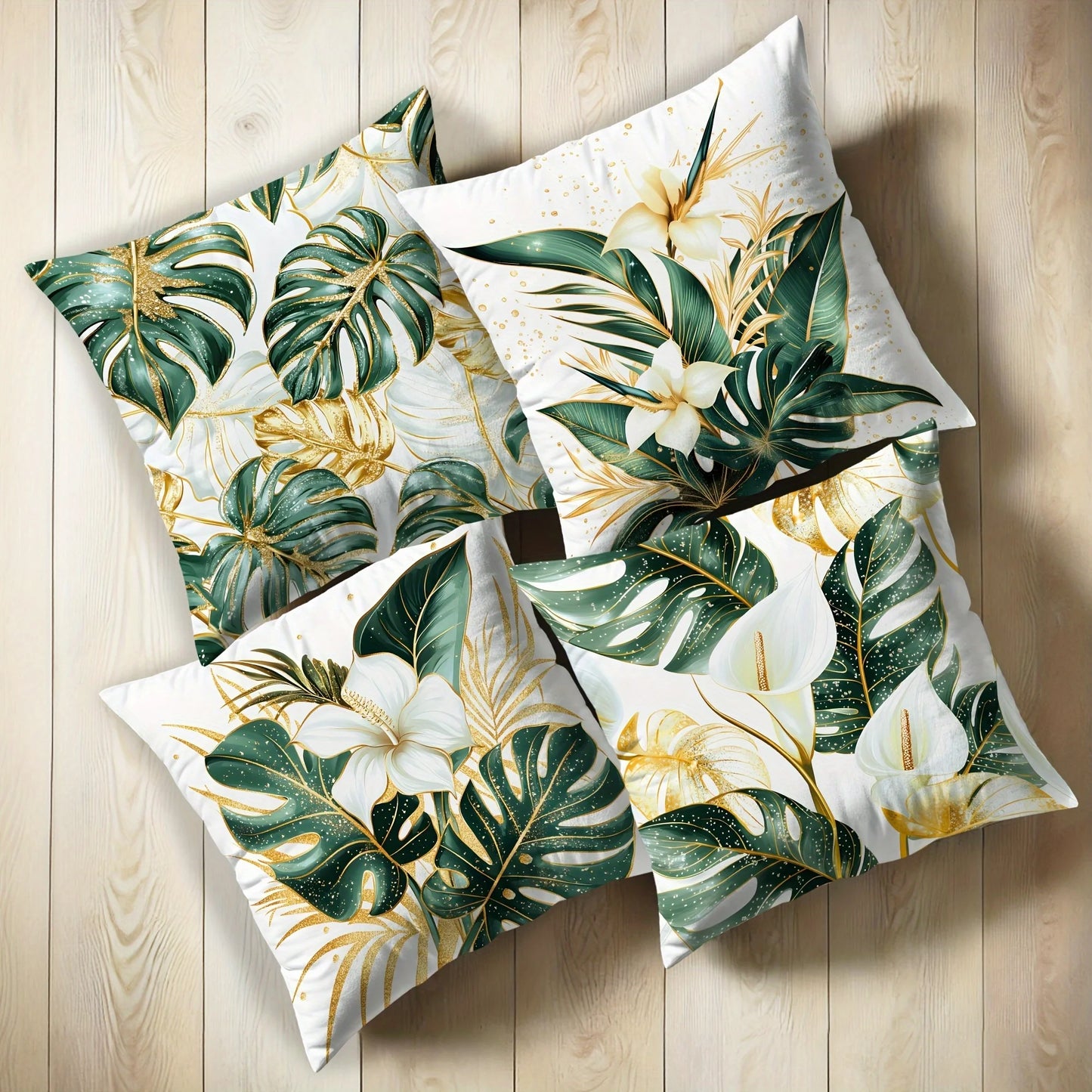 Tropical Leaf Velvet Pillow Covers Set
