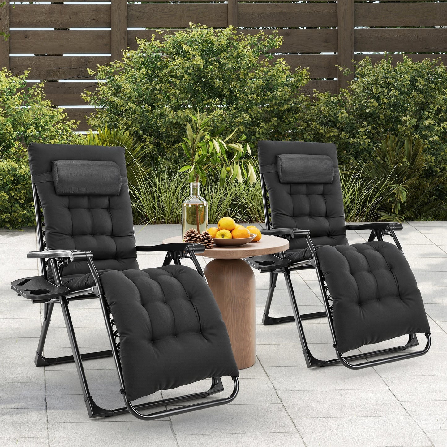 JHK Zero Gravity Folding Outdoor Recliner Chair With Cup Holders