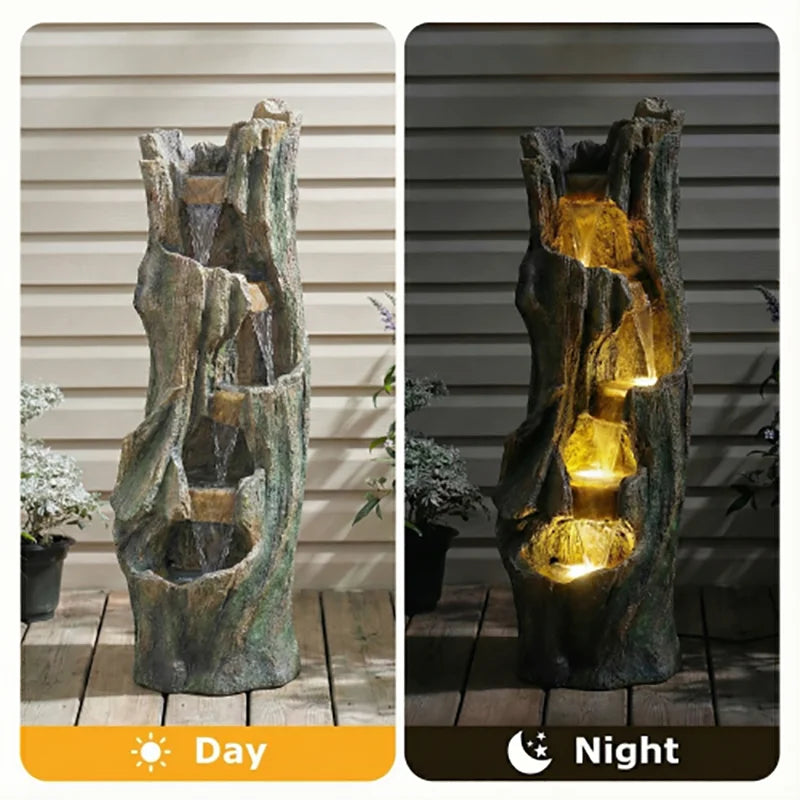 Waterfall Outdoor Fountain for Gardens and Patio With LED Lights