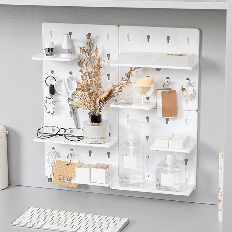 Perforation Free Wall Mount Plastic Shelving for Bathroom and Dorm