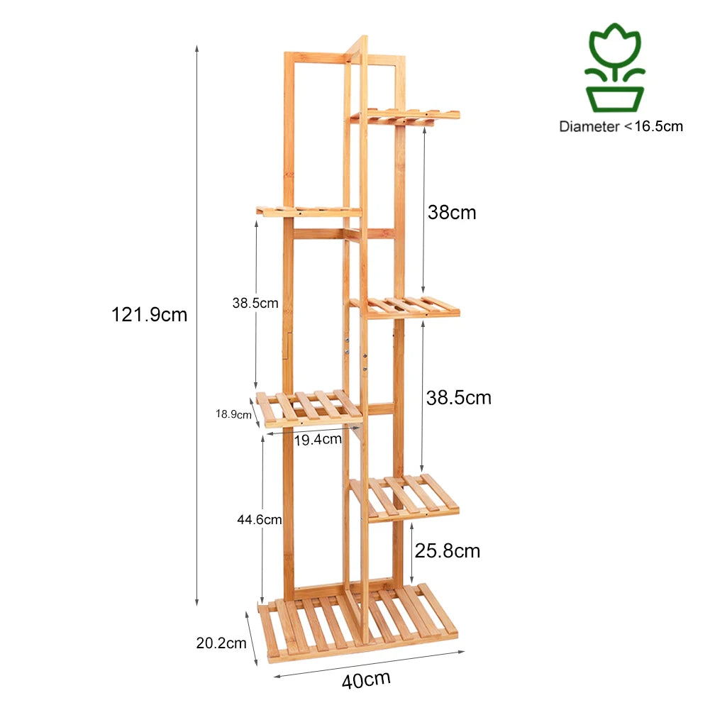 Bamboo Plant Stand Tall  Flower Stand Storage Display Rack for Indoor Outdoor