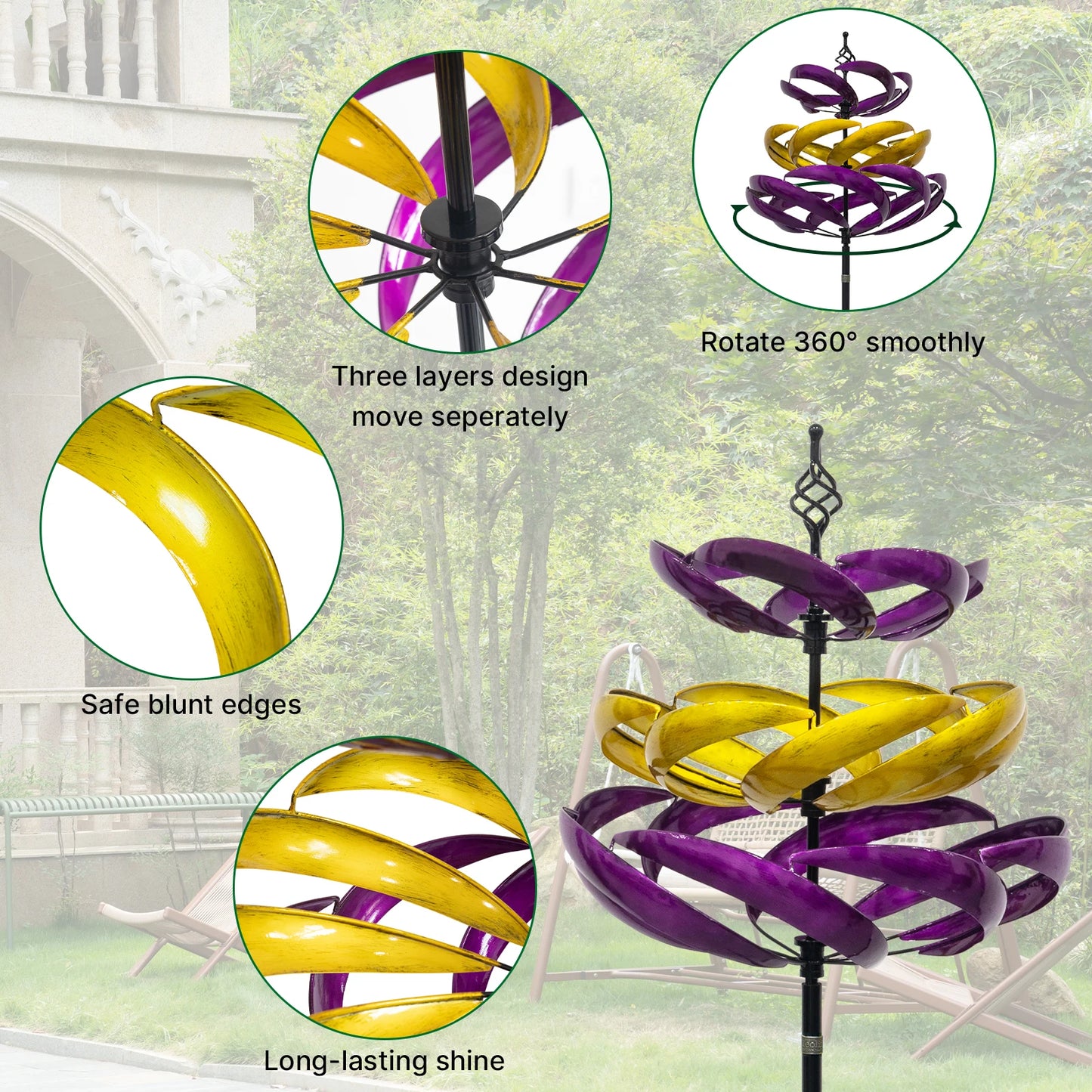 Wind Spinner Outdoor Metal Kinetic Garden Decor Sculpture