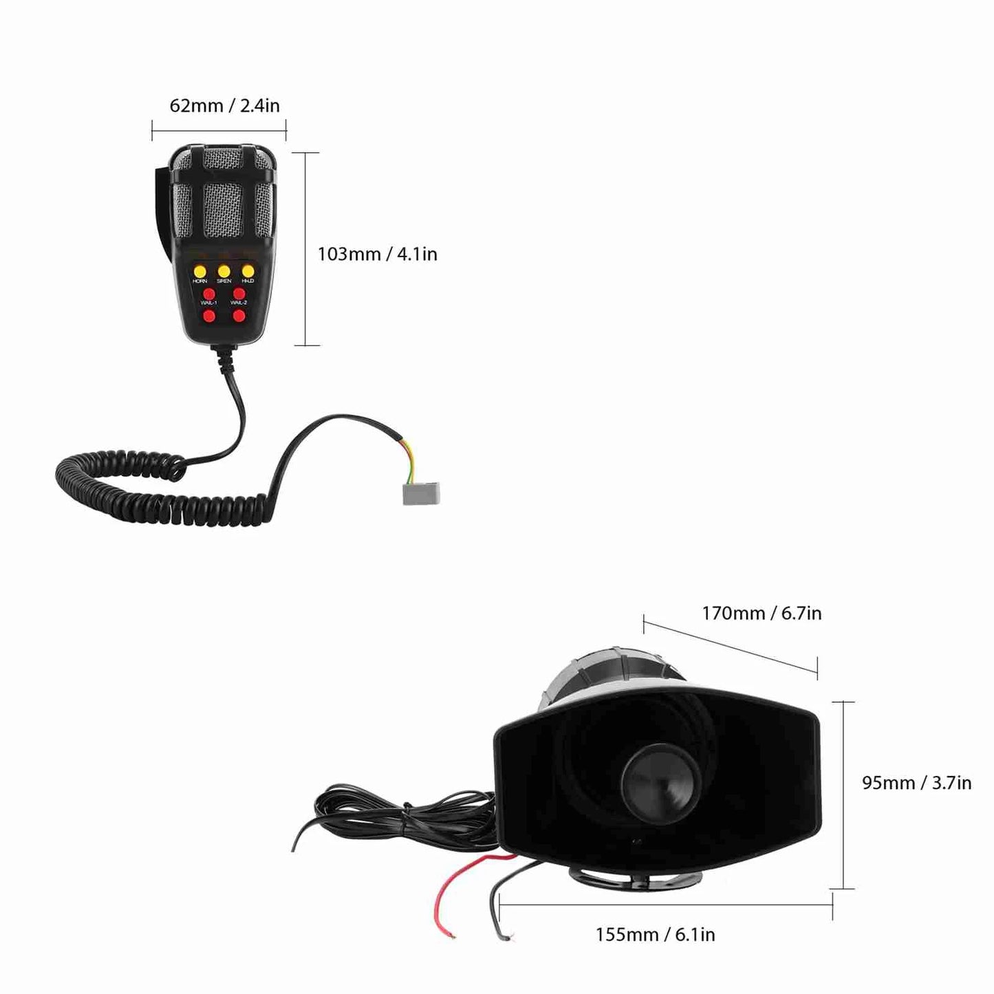 KKMOON Car Siren Speaker With 7 Siren Sounds PA System 12V 100W