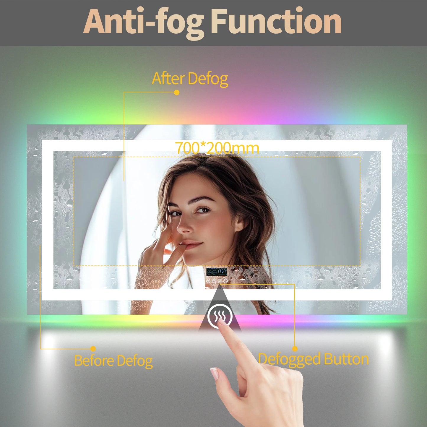 Wisfor LED Bathroom Mirror With Lights Anti Fog RGB Dimmable