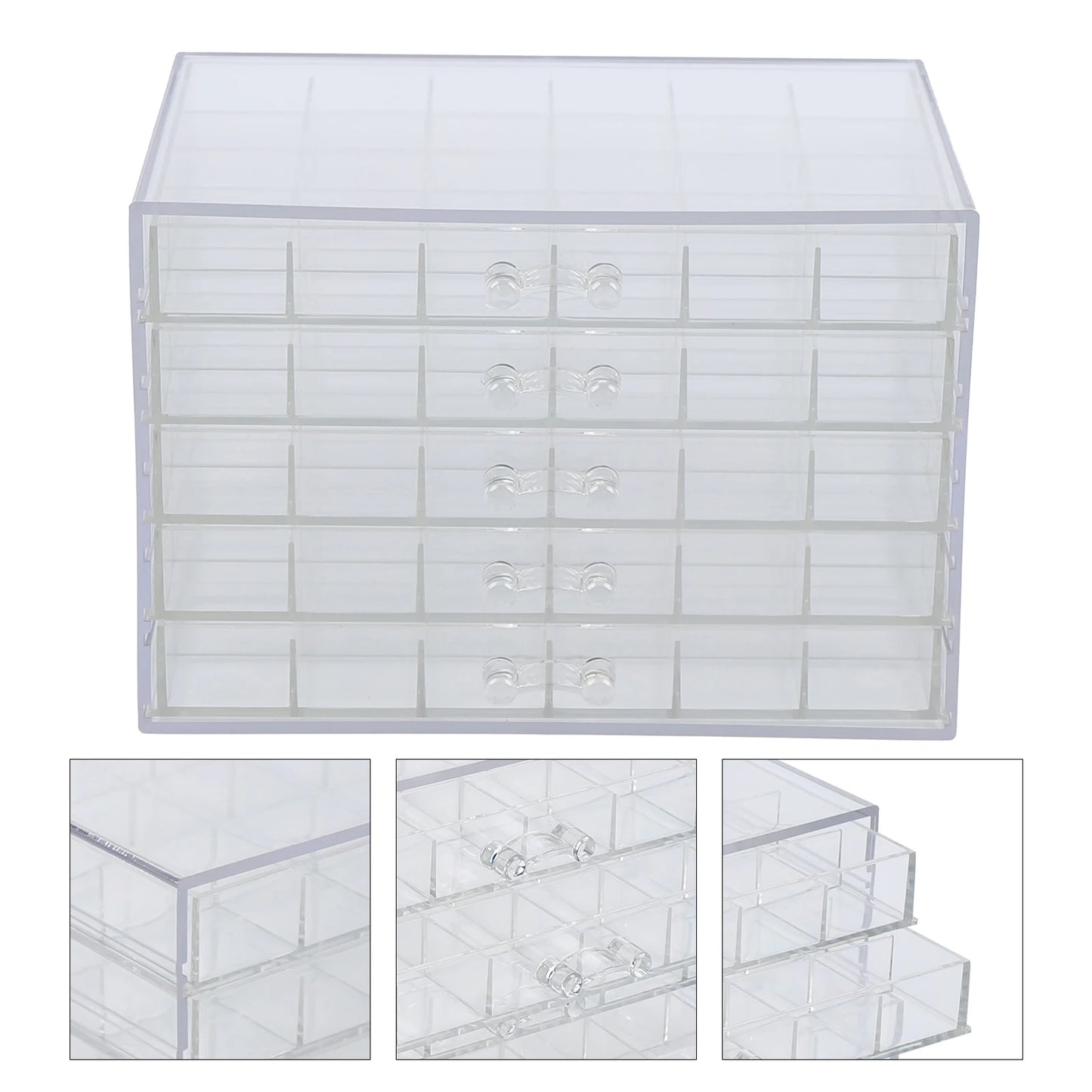 Acrylic Nail Art Display Tray 120 Grids Storage Box