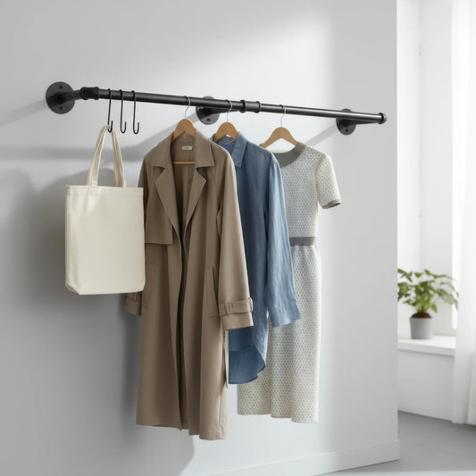 Industrial Pipe Clothes Rack Heavy Duty Wall Mounted Garment Rack