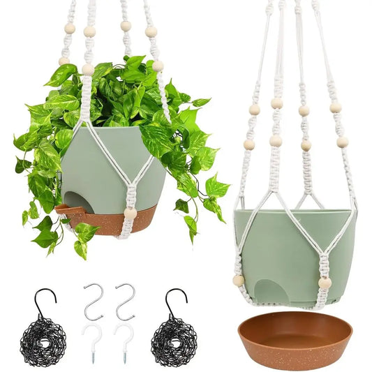 Self Watering Hanging Planters Indoor Outdoor With Drainage 2 Pack