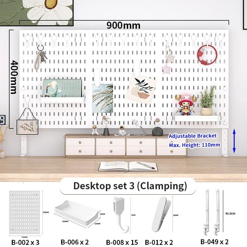 Desktop Pegboard Height Adjustable Standing Storage Rack For Home Office