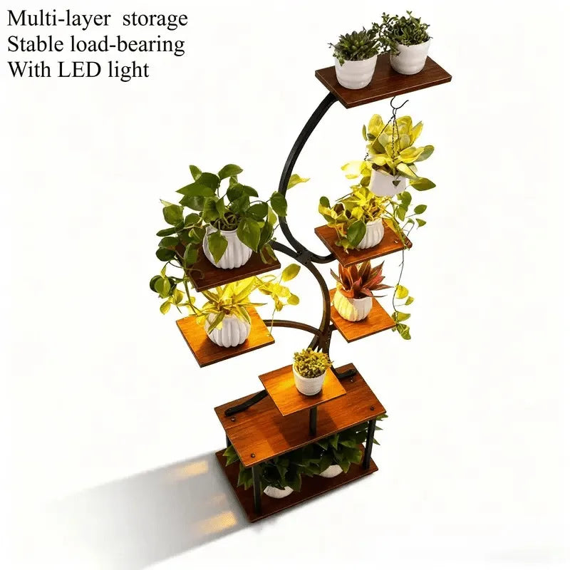8 Tier Metal Indoor Plant Stand With Grow Lights