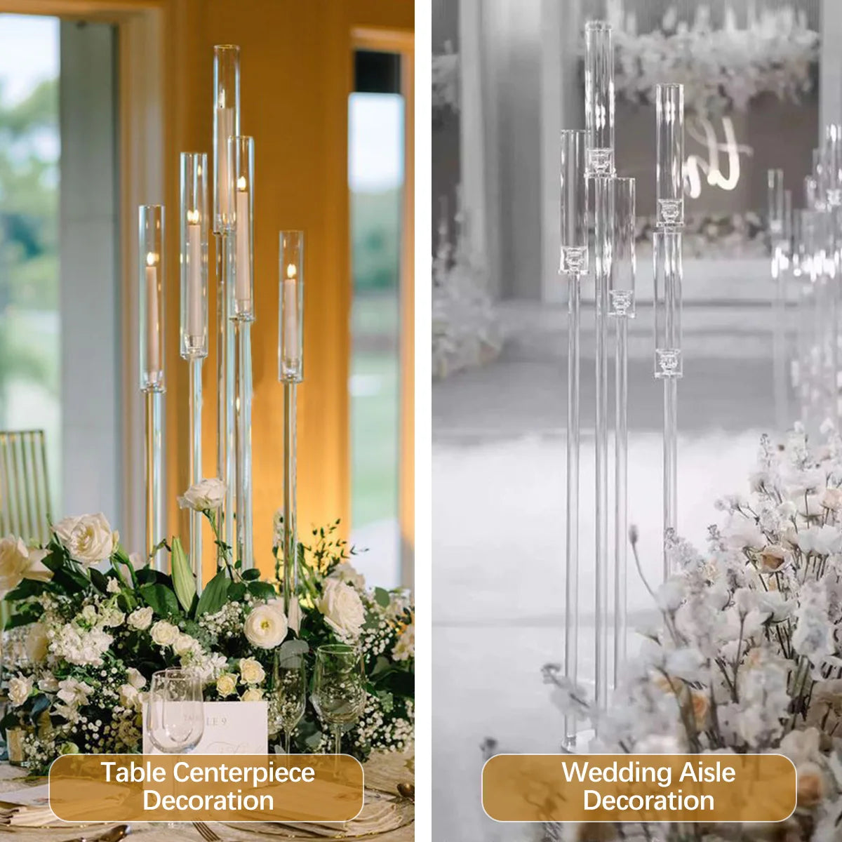 VINCIGANT Acrylic 5 Arm Floor Candelabra Centerpiece