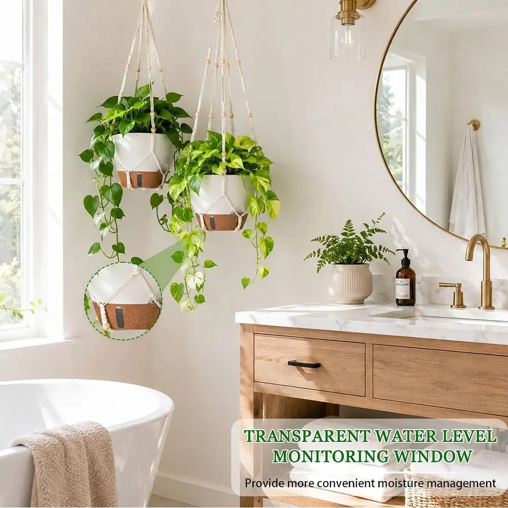 10 Inch Self Watering Hanging Planters Indoor Outdoor Baskets With Drainage