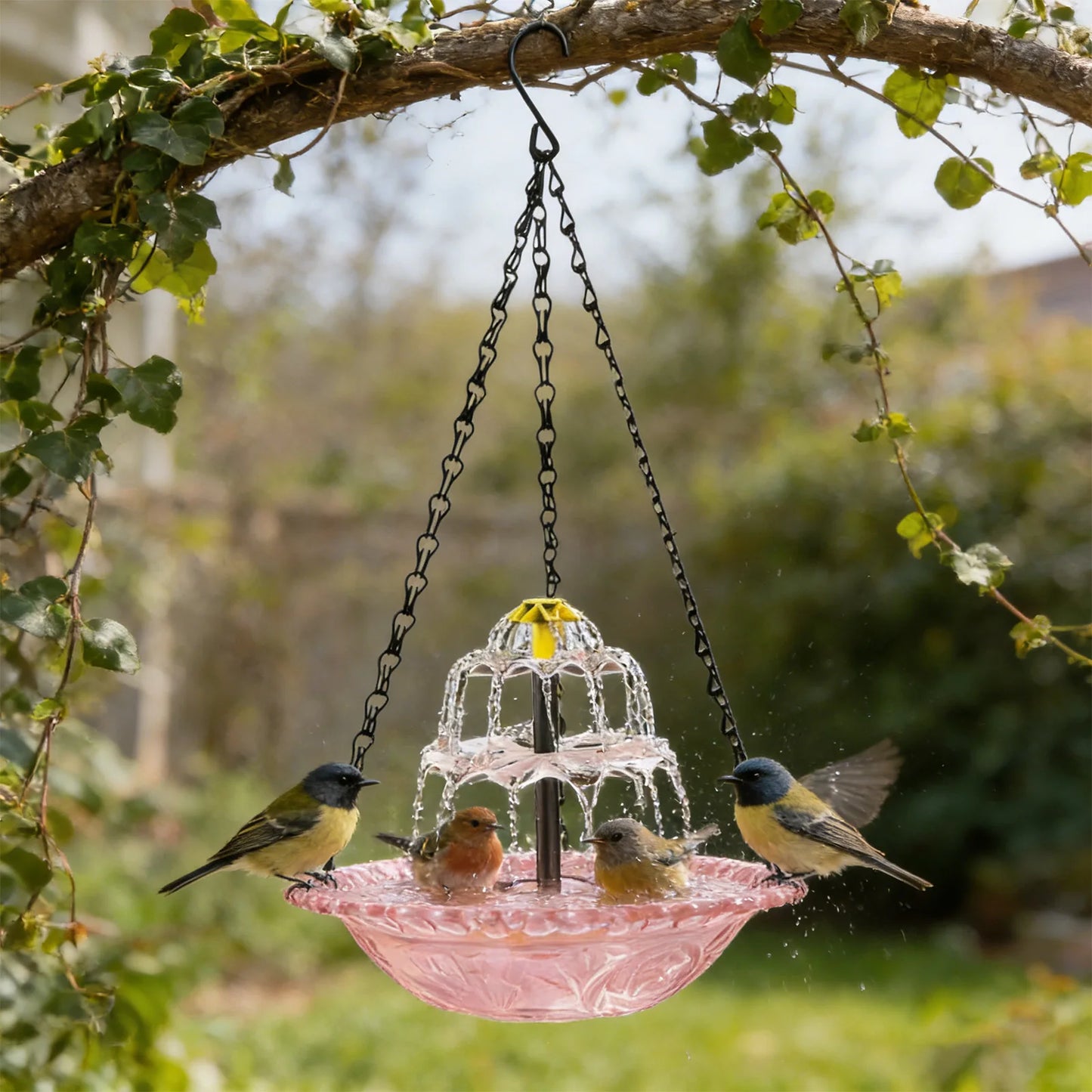 Solar Cascade Hanging Bird Bath Fountain For Garden Patio