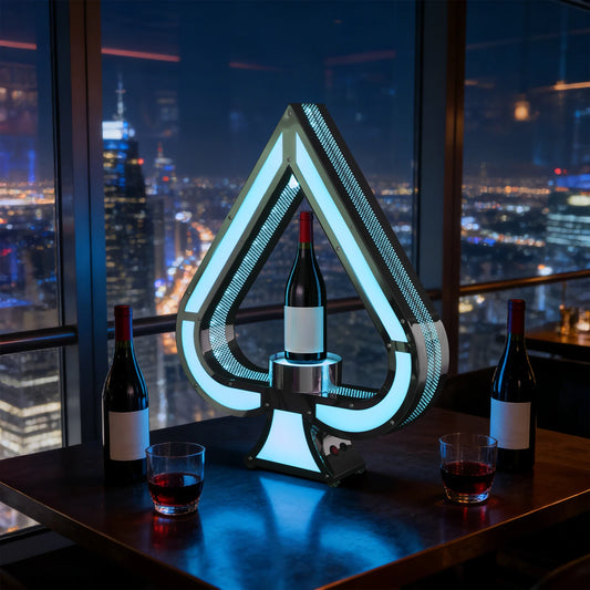 LED Lighted Ace of Spades Liquor Bottle Display Shelf, 7-Color RGB Champagne Bottle Presenter with Remote Control for Home Bar C