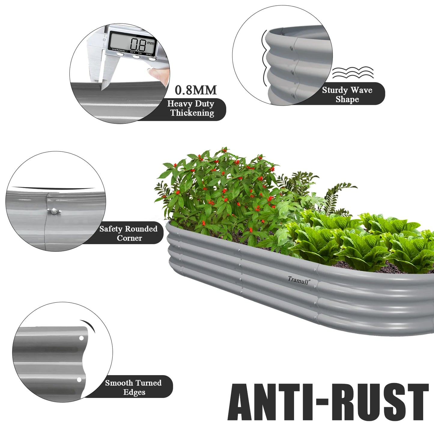Tramull Galvanized Raised Garden Bed Kit 2 Pack Oval Planter