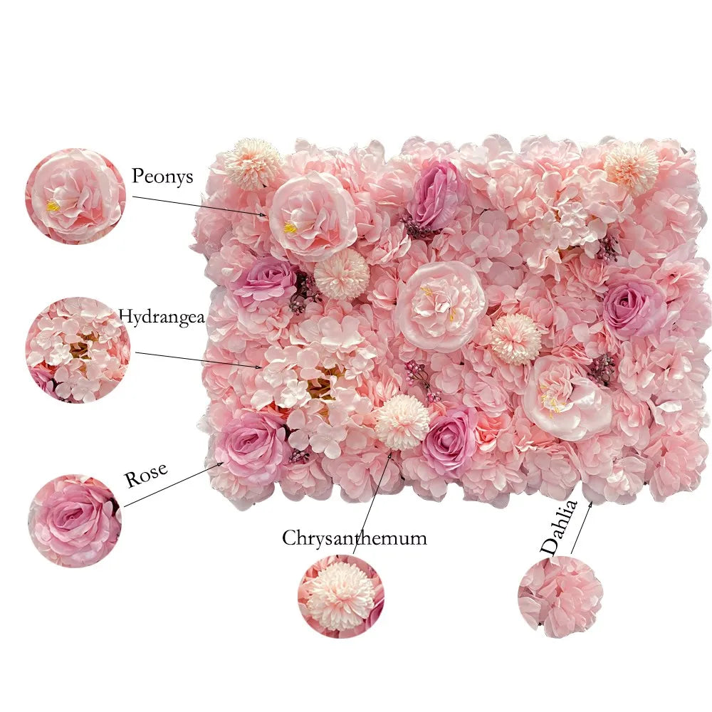 Pink Silk Rose Flower Wall Artificial Flower For Wedding Decoration BabyShow Party Birthday Gift Home Backdrop Decor