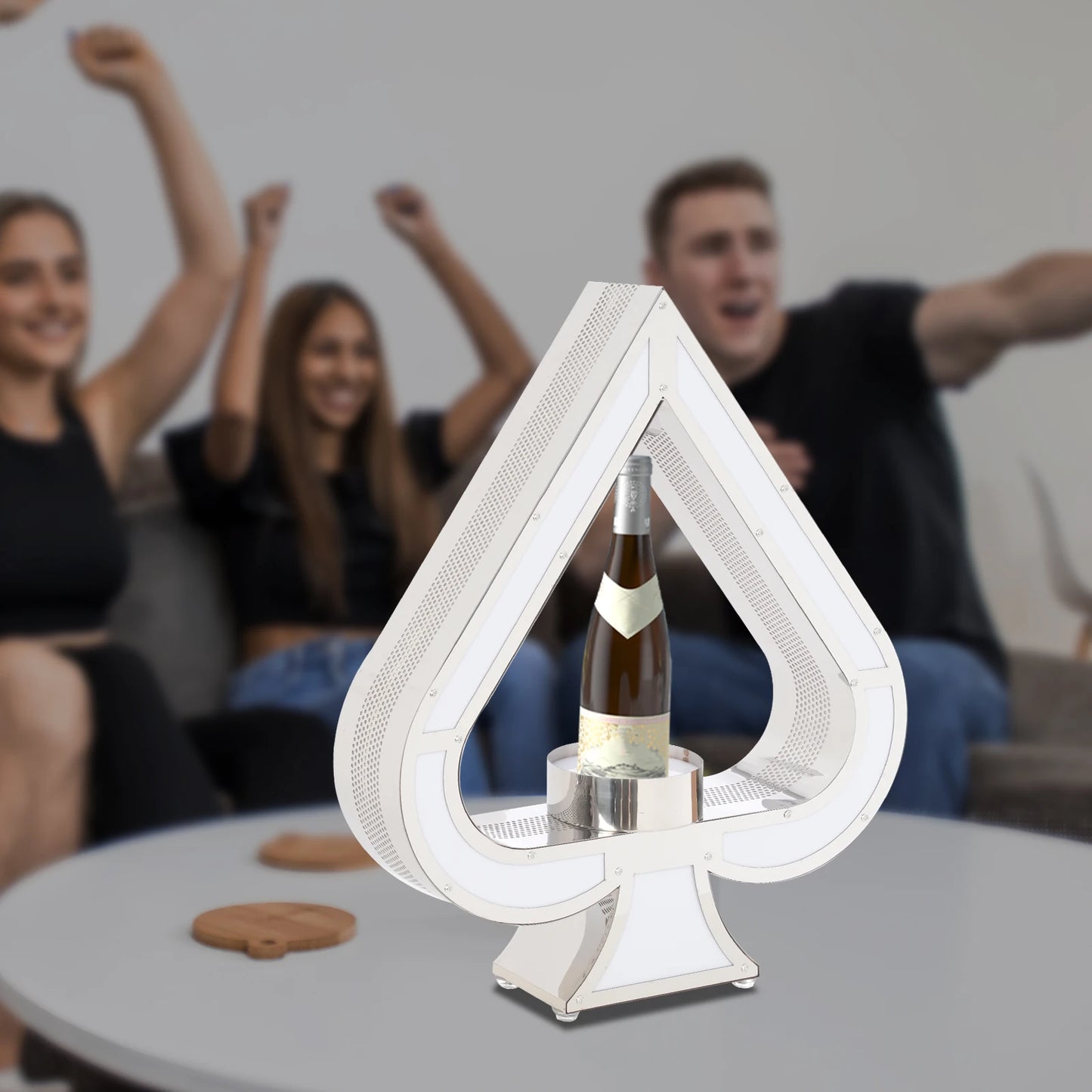 LED Lighted Ace of Spades Liquor Bottle Display Shelf, 7-Color RGB Champagne Bottle Presenter with Remote Control for Home Bar C