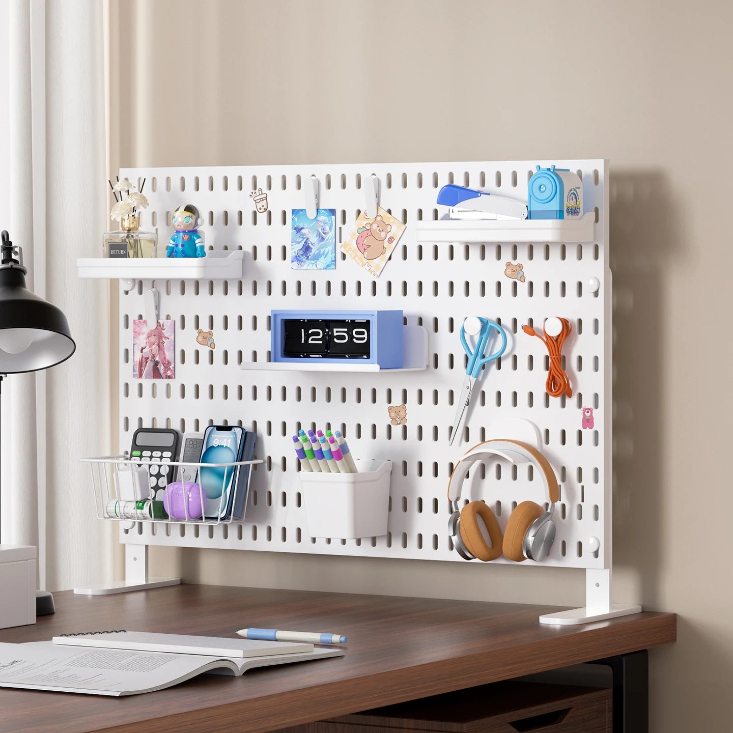 Desktop Pegboard Height Adjustable Standing Storage Rack For Home Office