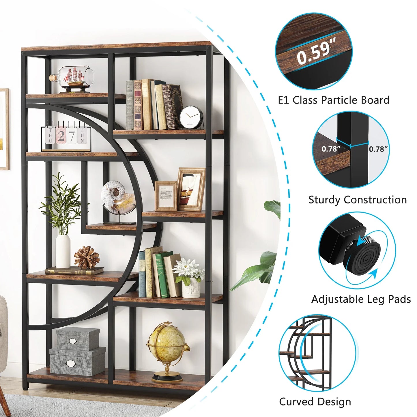 Tribesigns Industrial 5-Tier Etagere Bookshelf