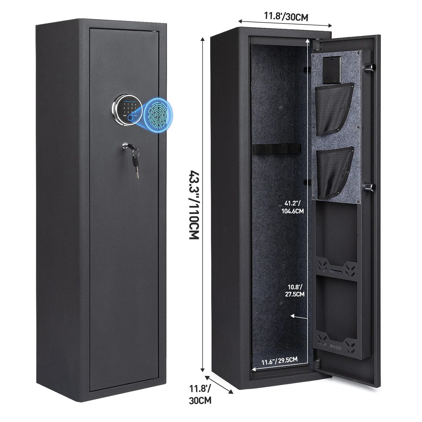 Biometric Gun Safe For Rifles And Pistols With Removable Shelf