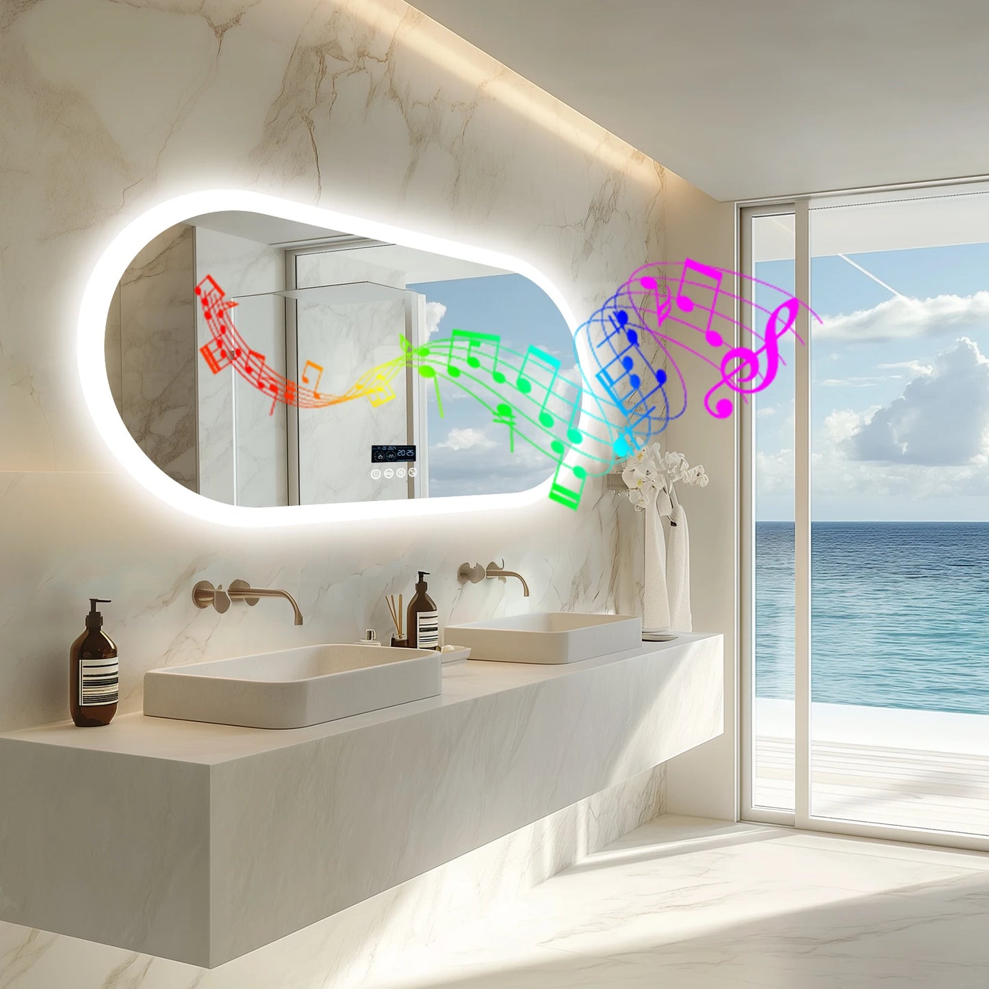Wisfor Oval LED Bathroom Mirror with Lights Anti Fog Bluetooth