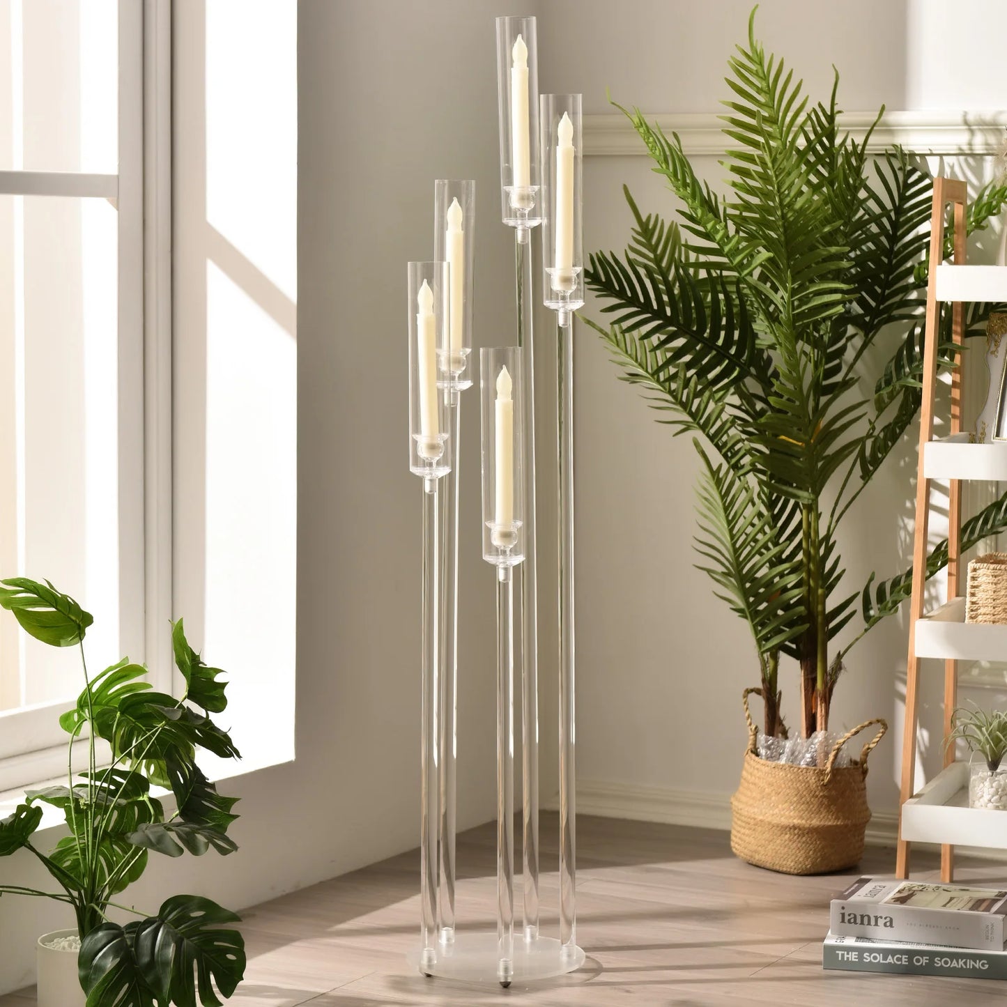 VINCIGANT Acrylic 5 Arm Floor Candelabra Centerpiece