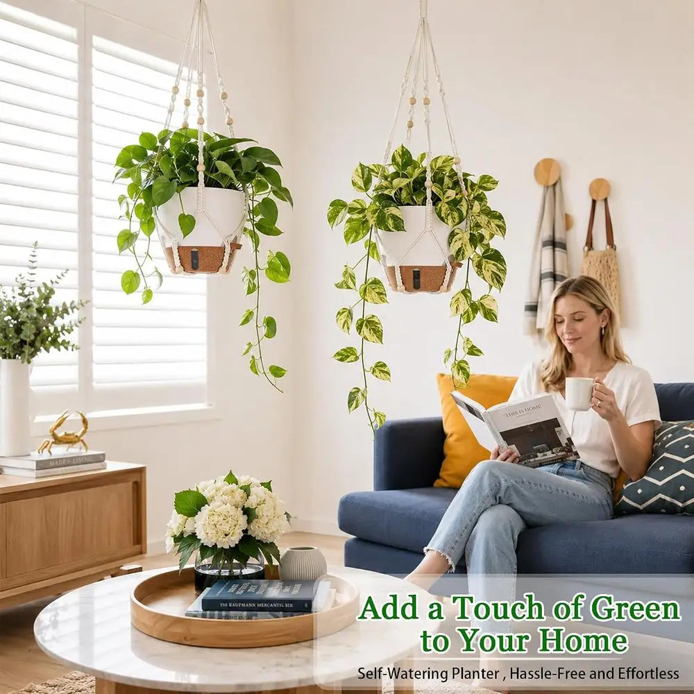 10 Inch Self Watering Hanging Planters Indoor Outdoor Baskets With Drainage