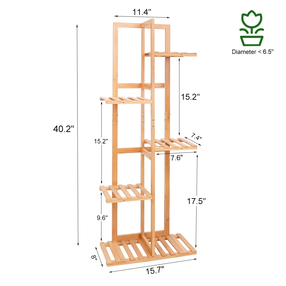 Bamboo Plant Stand Tall  Flower Stand Storage Display Rack for Indoor Outdoor