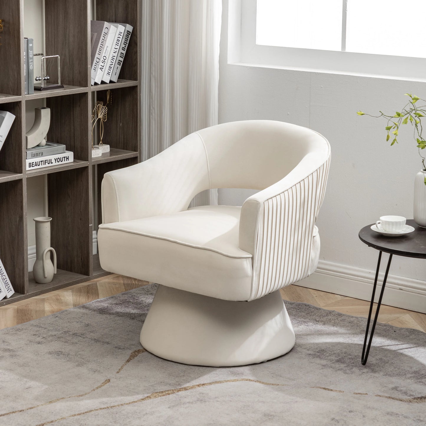 SEYNER Modren Velvet Swivel Arm Chair, Bedroom Chair living Room Furniture Vanity Throne Lounge Nordic Sofa Single Sofa