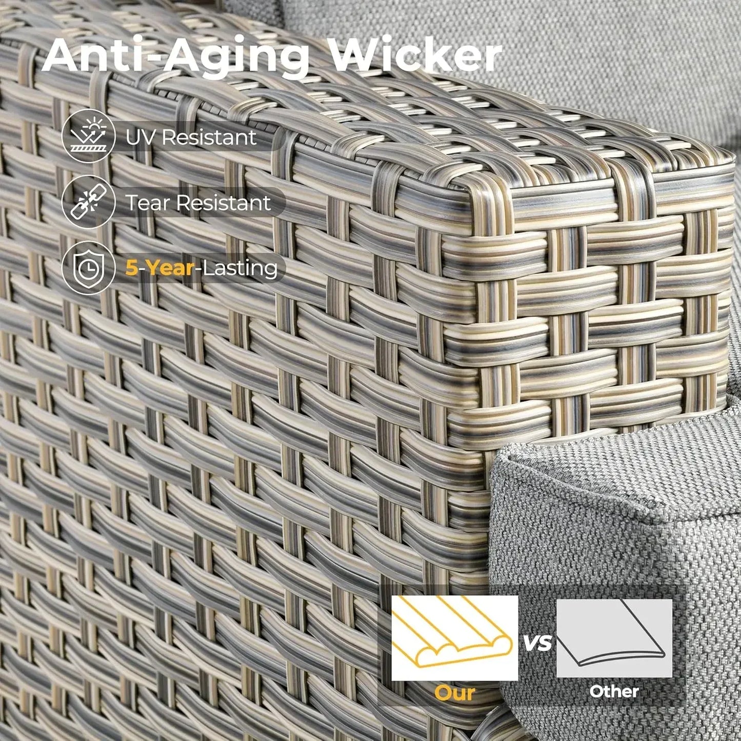 Outdoor 6-Piece Wicker Sectional Patio Furniture Set