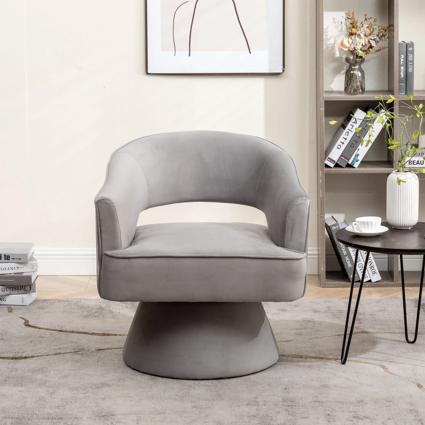 SEYNER Modren Velvet Swivel Arm Chair, Bedroom Chair living Room Furniture Vanity Throne Lounge Nordic Sofa Single Sofa