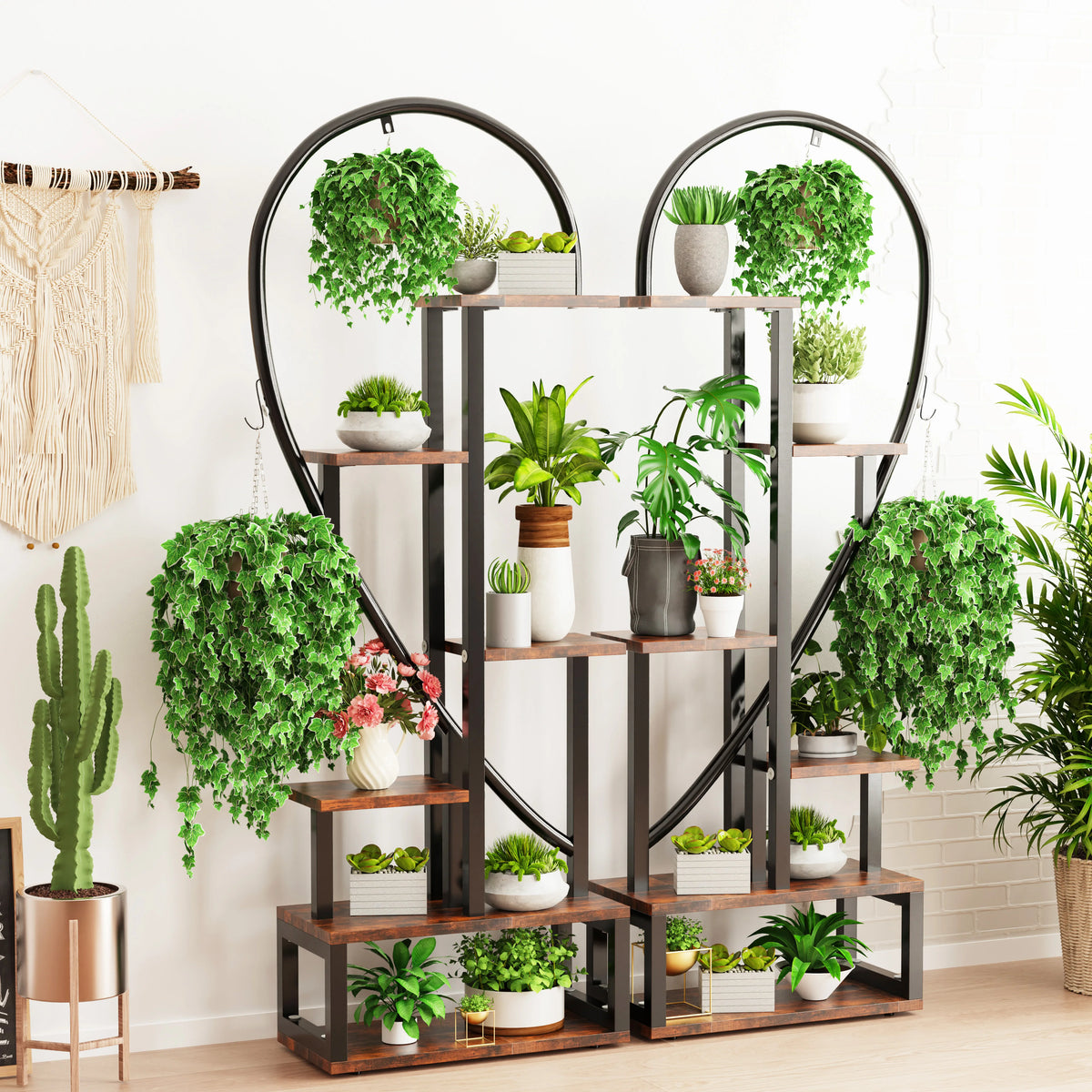 Wisfor Metal Heart Shaped 6 Tier Ladder Plant Stand